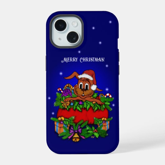 クリスマスラビット iPhone 15ケース (裏面)