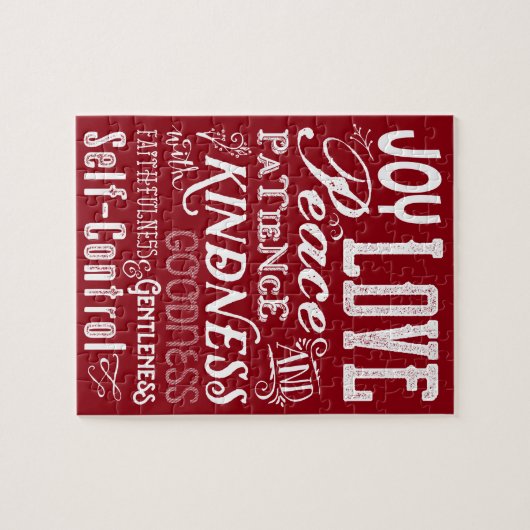 クリスマスラブジョイフルーツオブザスピリットタイポグラフィ ジグソーパズル (横)