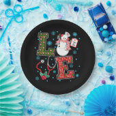 クリスマスラブナースかわいい医療雪だるまホリー ペーパープレート (パーティー)