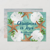 クリスマスラブビーチリースシーグリーンポストカード シーズンポストカード (正面/裏面)