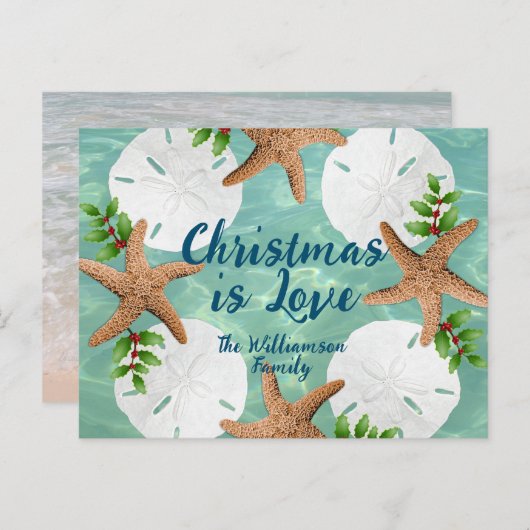 クリスマスラブビーチリースシーグリーンポストカード シーズンポストカード (正面/裏面)