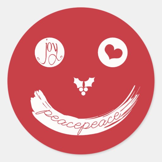 クリスマスラブピースジョーホリデーステッカー ラウンドシール (正面)