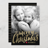 クリスマスラブホリデーフォトカード金ゴールド シーズンカード (正面/裏面)