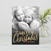 クリスマスラブホリデーフォトカード金ゴールド シーズンカード (スタンド正面)