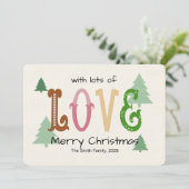 クリスマスラブモダンタイポグラフィフラットホリデーカード シーズンカード (スタンド正面)