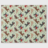 クリスマスラブラドルグリーン ラッピングペーパー (フラット)