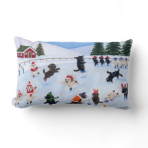 クリスマスラブラドールアイススケートで滑る