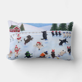 クリスマスラブラドールアイススケートで滑る ランバークッション