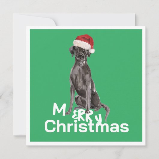 クリスマスラブラドールドッグ白い緑のグリーティメリーング (正面)