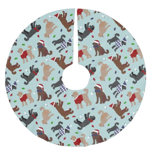 クリスマスラブラドールブルー ブラッシュドポリエステルツリースカート (正面)