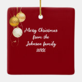 クリスマスラブラドールリトリバーと〔雄ジカの〕枝角 セラミックオーナメント (裏面)