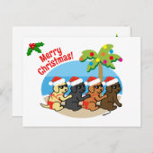 クリスマスラブラドールリトリバービーチキッズ シーズンポストカード (正面/裏面)