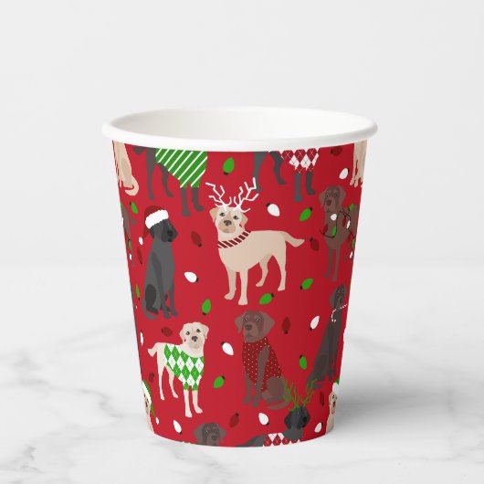 クリスマスラブラドールリトリバー紙カップ 紙コップ (正面)