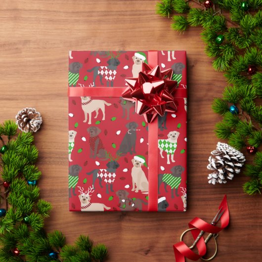 クリスマスラブラドールリトリバー ラッピングペーパー (クリスマスギフト)