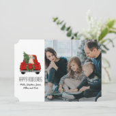 クリスマスラブラドールレッドトラックのフォトカード サンキューカード (スタンド正面)