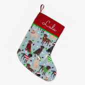 クリスマスラブラドールレトリエバードッグス名前をカスタムする スモールクリスマスストッキング (正面 (吊り時))