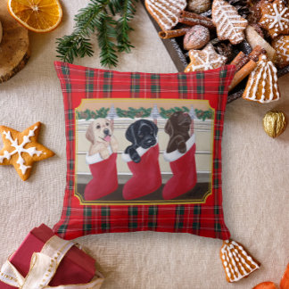クリスマスラブラドールレトリエバーパピー絵画ズ クッション