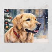 クリスマスラブラドールレトリバーで雪水カラー ポストカード (正面)