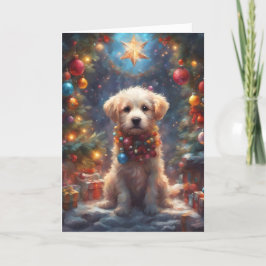 クリスマスラブラドール子犬のアートカード シーズンカード