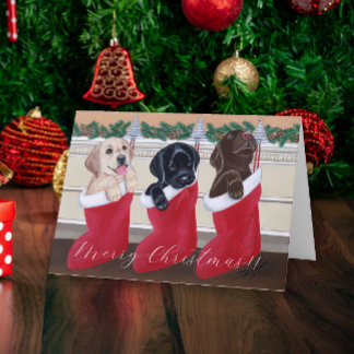 クリスマスラブラドール子犬 シーズンカード