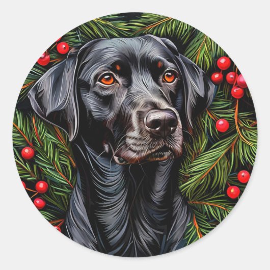 クリスマスラブラドール犬 冬のクリスマスペット装飾 ラウンドシール (正面)