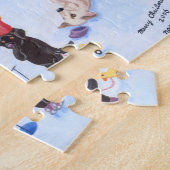 クリスマスラブラドール絵画おもしろい ジグソーパズル (側面)