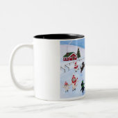 クリスマスラブラドール絵画おもしろい ツートーンマグカップ (左)