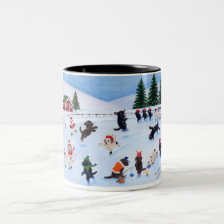 クリスマスラブラドール絵画おもしろい ツートーンマグカップ