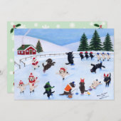 クリスマスラブラドール絵画おもしろい 招待状 (正面/裏面)