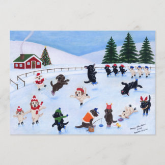 クリスマスラブラドール絵画おもしろい 招待状