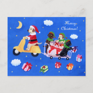クリスマスラブラドール絵画配信 シーズンポストカード