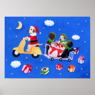 クリスマスラブラドール絵画配信 ポスター