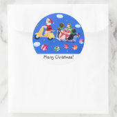 クリスマスラブラドール絵画配信 ラウンドシール (バッグ)