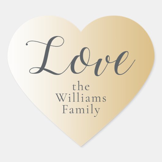 クリスマスラブ名前をカスタムする光沢のある金ゴールドグラデーションハート ハートシール (正面)