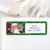 クリスマスラベルでのサンタのヨークシャーテリア ラベル (インサイチュ)