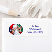 クリスマスラベルでのサンタのヨークシャーテリア ラベル (インサイチュ)