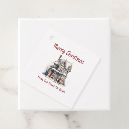 クリスマスラベルに「私たちの家から君の家へ」と書いてある フェイバータグ (インサイチュ)