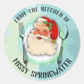 クリスマスラベルのキッチンからサンタの器具 ラウンドシール (正面)