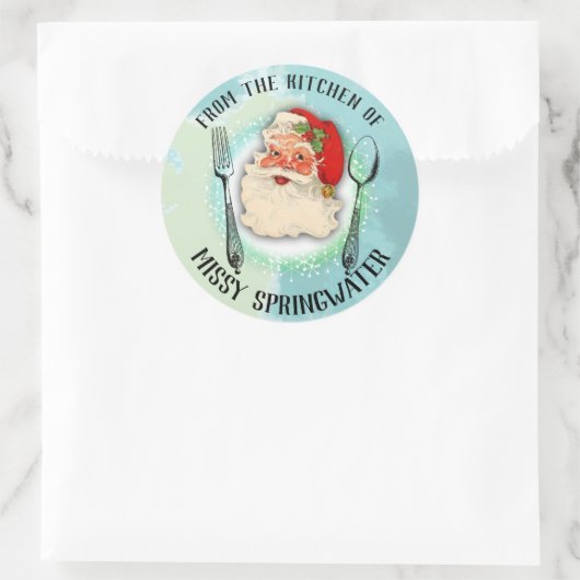 クリスマスラベルのキッチンからサンタの器具 ラウンドシール (バッグ)