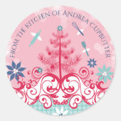 クリスマスラベルのキッチンの天使の道具 ラウンドシール (正面)