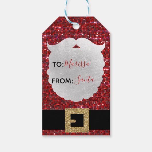 クリスマスラベル、サンタクロースラベル、休日ラベル ギフトタグ (正面)
