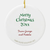 クリスマスラマかわいい手描き動物の休日 セラミックオーナメント (裏面)