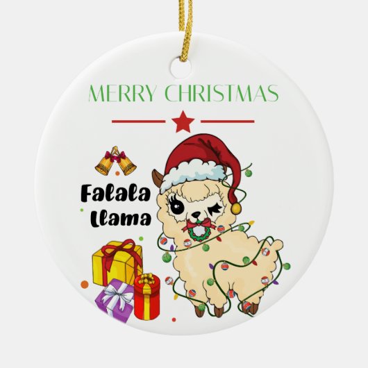 クリスマスラマのオーナメント セラミックオーナメント (正面)