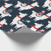 クリスマスラマのシームレスなパターン ラッピングペーパー (角)