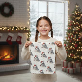 クリスマスラマの水彩サンタ帽子の模様 ショートテーブルランナー