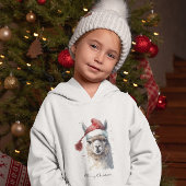 クリスマスラマの水彩サンタ帽子カスタムテキスト