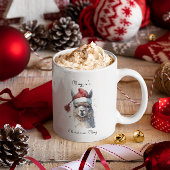 クリスマスラマの水彩サンタ帽子カスタムテキスト ツートーンマグカップ