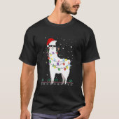 クリスマスラマサンタハット醜いクリスマスツリーアルパカ Tシャツ (正面)