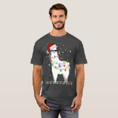 クリスマスラマサンタハット醜いクリスマスツリーアルパカ Tシャツ (正面フル)