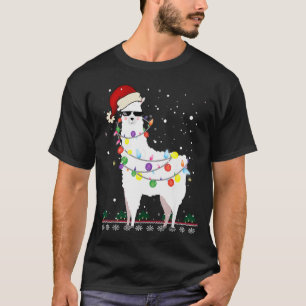 クリスマスラマサンタ帽子おばけツリーアルパカギフト Tシャツ